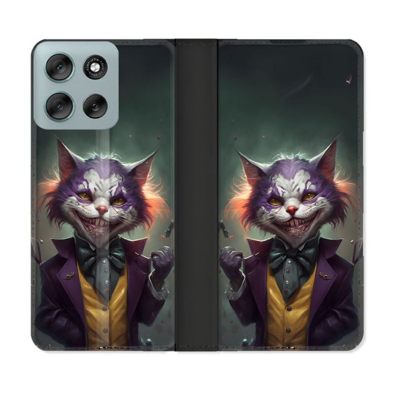 Housse cuir portefeuille Pour Motorola G56 5G Animal Chat Joker