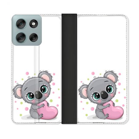 Housse cuir portefeuille Pour Motorola G56 5G Animal Koala Cœur