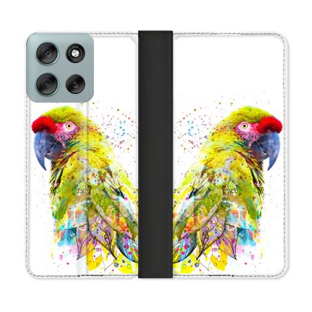 Housse cuir portefeuille Pour Motorola G56 5G Animal Perroquet Jaune