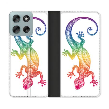 Housse cuir portefeuille Pour Motorola G56 5G Animal Salamandre Color
