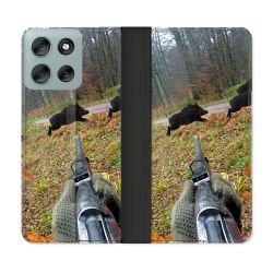 Housse cuir portefeuille Pour Motorola G56 5G Chasse Vision Tir