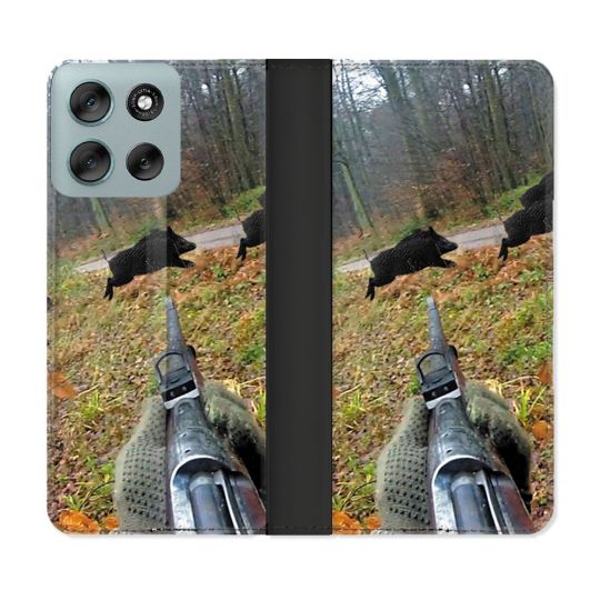Housse cuir portefeuille Pour Motorola G56 5G Chasse Vision Tir