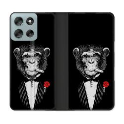 Housse cuir portefeuille Pour Motorola G56 5G Decale Singe Mafia