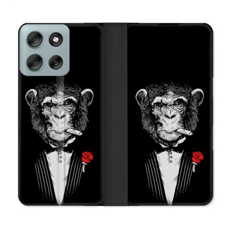Housse cuir portefeuille Pour Motorola G56 5G Decale Singe Mafia
