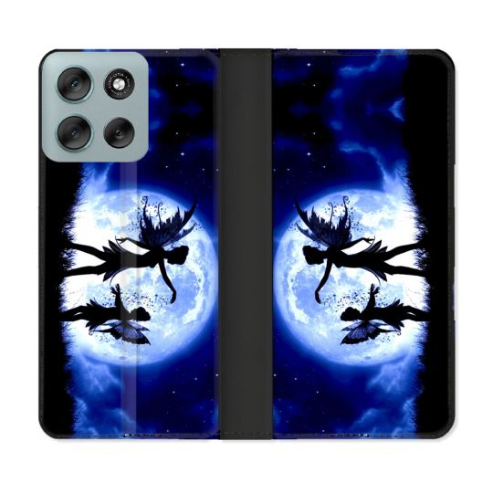 Housse cuir portefeuille Pour Motorola G56 5G Fantastique Fee Lune
