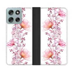 Housse cuir portefeuille Pour Motorola G56 5G Fleur Eclosion