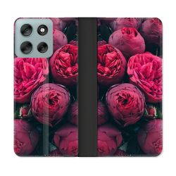 Housse cuir portefeuille Pour Motorola G56 5G Fleur Pivoine