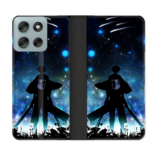 Housse cuir portefeuille Pour Motorola G56 5G Manga Attaque Titans Levi