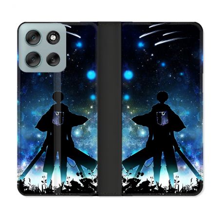 Housse cuir portefeuille Pour Motorola G56 5G Manga Attaque Titans Levi