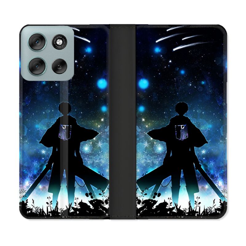 Housse cuir portefeuille Pour Motorola G56 5G Manga Attaque Titans Levi
