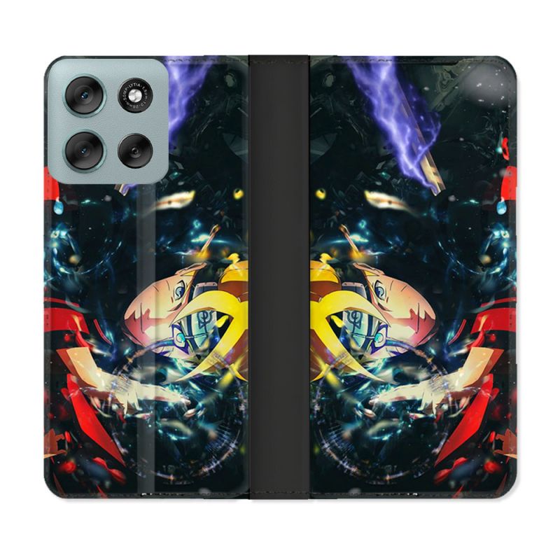 Housse cuir portefeuille Pour Motorola G56 5G Manga Boruto Eclair