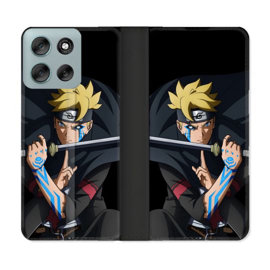 Housse cuir portefeuille Pour Motorola G56 5G Manga Boruto Tatouage