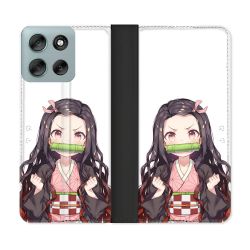 Housse cuir portefeuille Pour Motorola G56 5G Manga Demon Slayer Nezuko