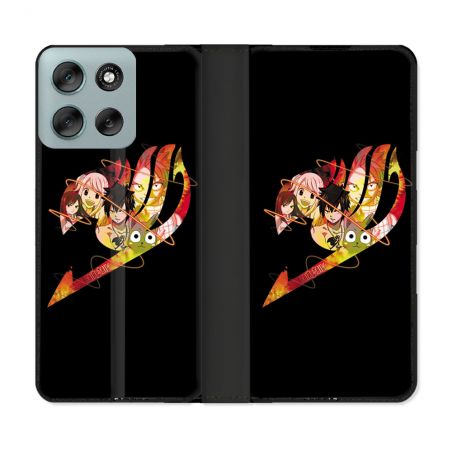 Housse cuir portefeuille Pour Motorola G56 5G Manga Fairy Tail Logo Noir