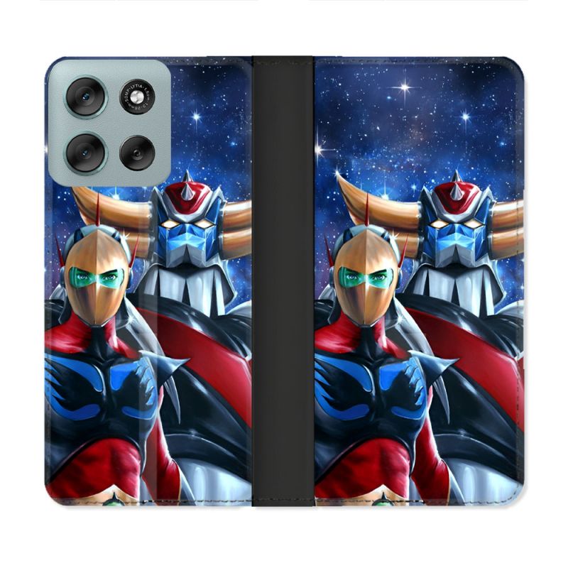 Housse cuir portefeuille Pour Motorola G56 5G Manga Goldorak