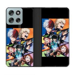 Housse cuir portefeuille Pour Motorola G56 5G Manga My Hero Academia Noir
