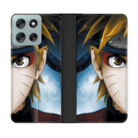 Housse cuir portefeuille Pour Motorola G56 5G Manga Naruto Blanc