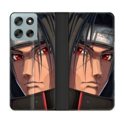 Housse cuir portefeuille Pour Motorola G56 5G Manga Naruto Itachi Visage