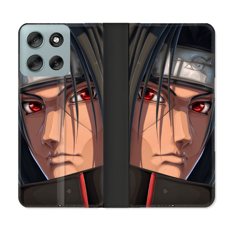 Housse cuir portefeuille Pour Motorola G56 5G Manga Naruto Itachi Visage