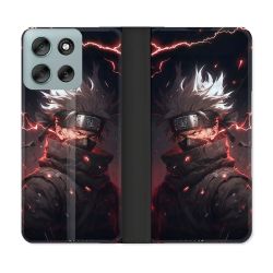 Housse cuir portefeuille Pour Motorola G56 5G Manga Naruto Kakashi Dark