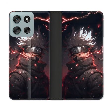 Housse cuir portefeuille Pour Motorola G56 5G Manga Naruto Kakashi Dark