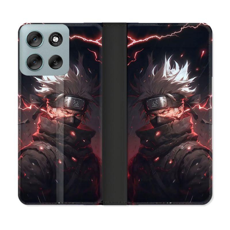 Housse cuir portefeuille Pour Motorola G56 5G Manga Naruto Kakashi Dark