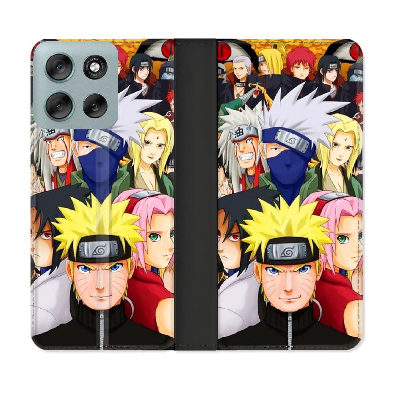 Housse cuir portefeuille Pour Motorola G56 5G Manga Naruto Team