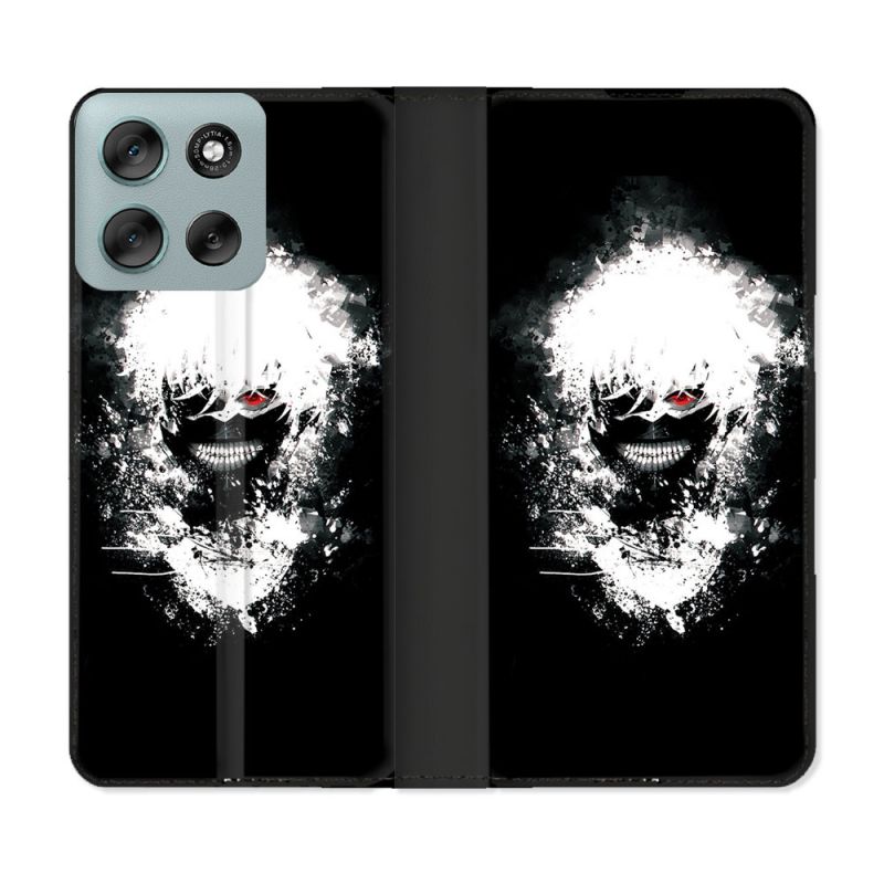 Housse cuir portefeuille Pour Motorola G56 5G Manga Tokyo Ghoul Kaneki Tag