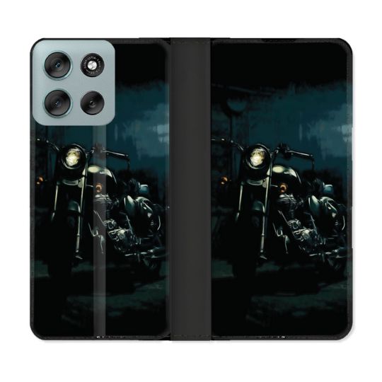 Housse cuir portefeuille Pour Motorola G56 5G Moto Harley Vintage