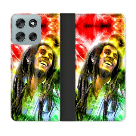 Housse cuir portefeuille Pour Motorola G56 5G Musique Bob Marley Color
