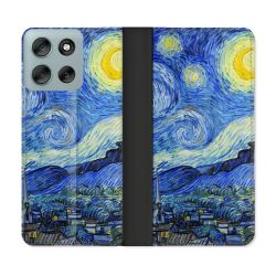 Housse cuir portefeuille Pour Motorola G56 5G Peinture La nuit étoilée