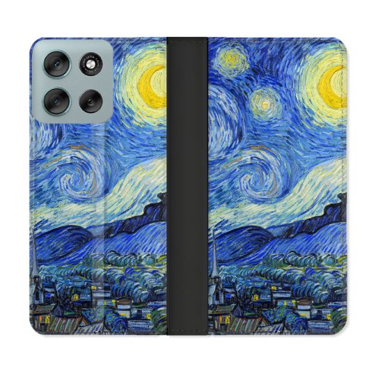 Housse cuir portefeuille Pour Motorola G56 5G Peinture La nuit étoilée