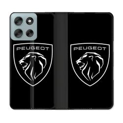 Housse cuir portefeuille Pour Motorola G56 5G Peugeot