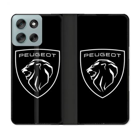 Housse cuir portefeuille Pour Motorola G56 5G Peugeot