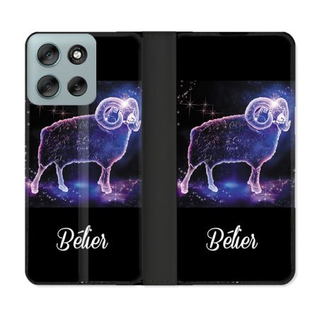 Housse cuir portefeuille Pour Motorola G56 5G Signe Zodiaque 2 Bélier