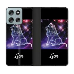 Housse cuir portefeuille Pour Motorola G56 5G Signe Zodiaque 2 Lion