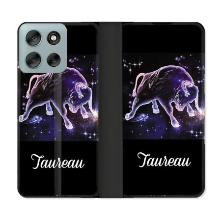 Housse cuir portefeuille Pour Motorola G56 5G Signe Zodiaque 2 Taureau