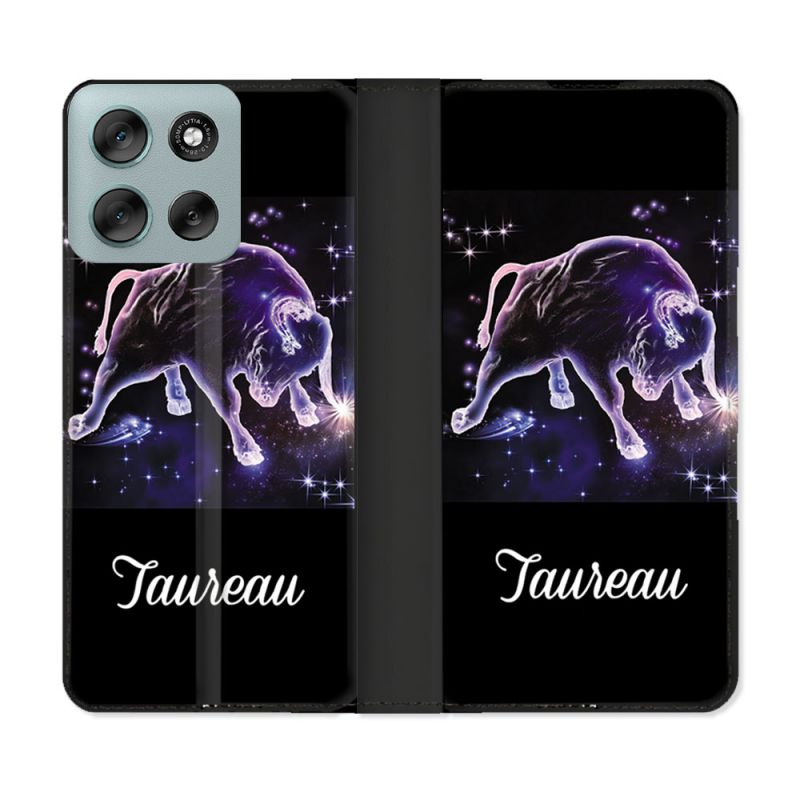 Housse cuir portefeuille Pour Motorola G56 5G Signe Zodiaque 2 Taureau