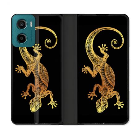 Housse cuir portefeuille Pour Motorola G05 / E15 Animal Lezard Noir