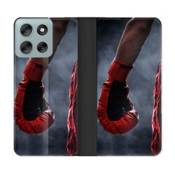 Housse cuir portefeuille Pour Motorola G56 5G Sport Boxe Gant Rouge
