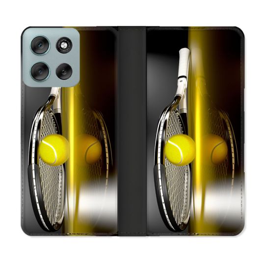 Housse cuir portefeuille Pour Motorola G56 5G Sport Tennis Reflet