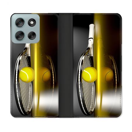 Housse cuir portefeuille Pour Motorola G56 5G Sport Tennis Reflet