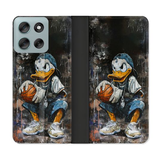 Housse cuir portefeuille Pour Motorola G56 5G Street Art Donald Duck