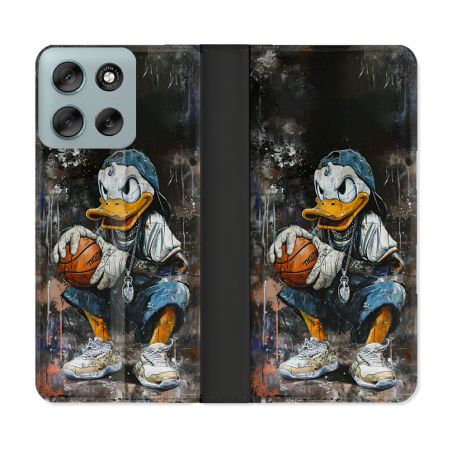 Housse cuir portefeuille Pour Motorola G56 5G Street Art Donald Duck