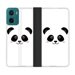 Housse cuir portefeuille Pour Motorola G05 / E15 Animal Panda Blanc