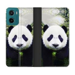 Housse cuir portefeuille Pour Motorola G05 / E15 Animal Panda Color