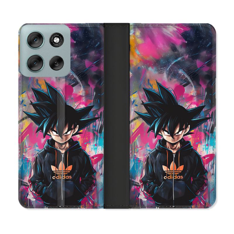Housse cuir portefeuille Pour Motorola G56 5G Street Art Sangoku