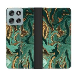 Housse cuir portefeuille Pour Motorola G56 5G Texture Marbre Vert