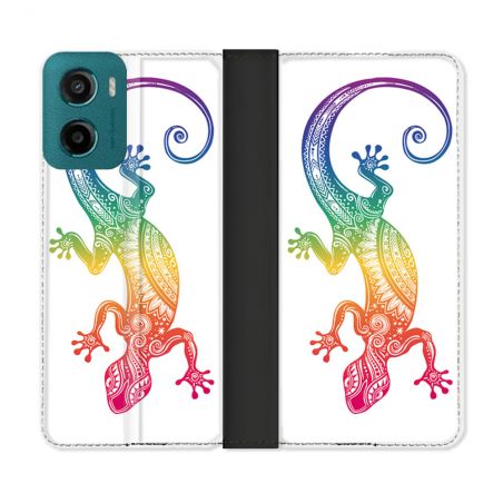 Housse cuir portefeuille Pour Motorola G05 / E15 Animal Salamandre Color