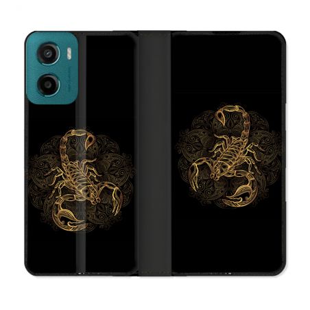 Housse cuir portefeuille Pour Motorola G05 / E15 Animal Scorpion Fresque